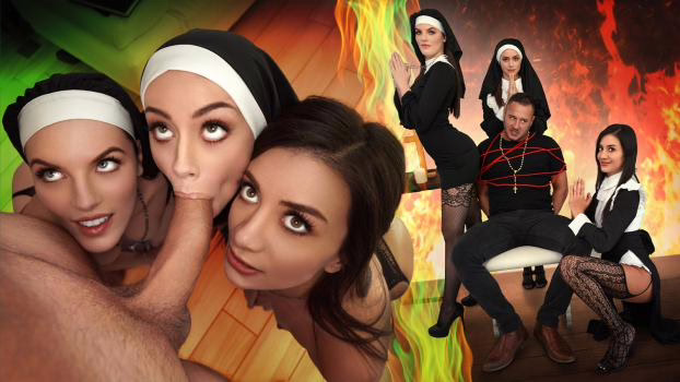 BFFs Three Horny Nuns Fuck the Devil Out of Him