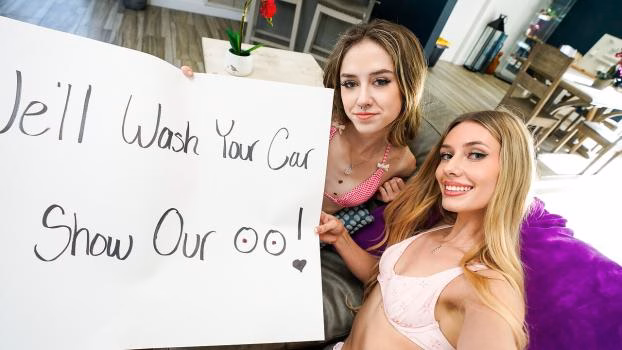 Cum Swapping Sis Stepsis And Her Friend Have A Bikini Carwash S7 E10